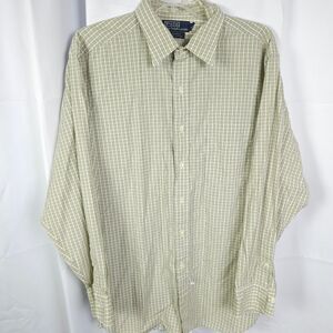 VTG Polo Ralph Lauren Mens 17.5 34/35 Long Sleeve Plaid Andrew Dress Shirt